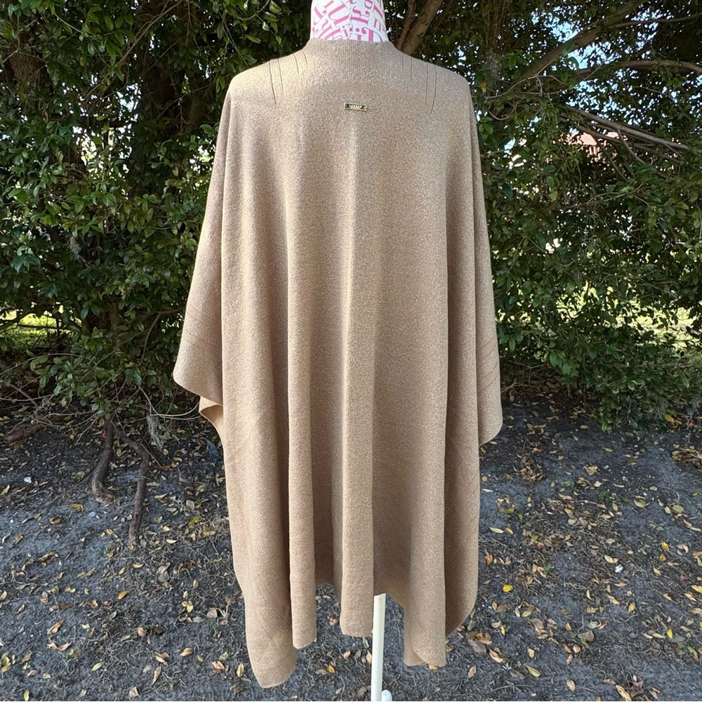 Lauren Ralph Lauren Black Label Gold‎ Metallic Kimono Wrap Reversible OS Sweater - Picture 4 of 12